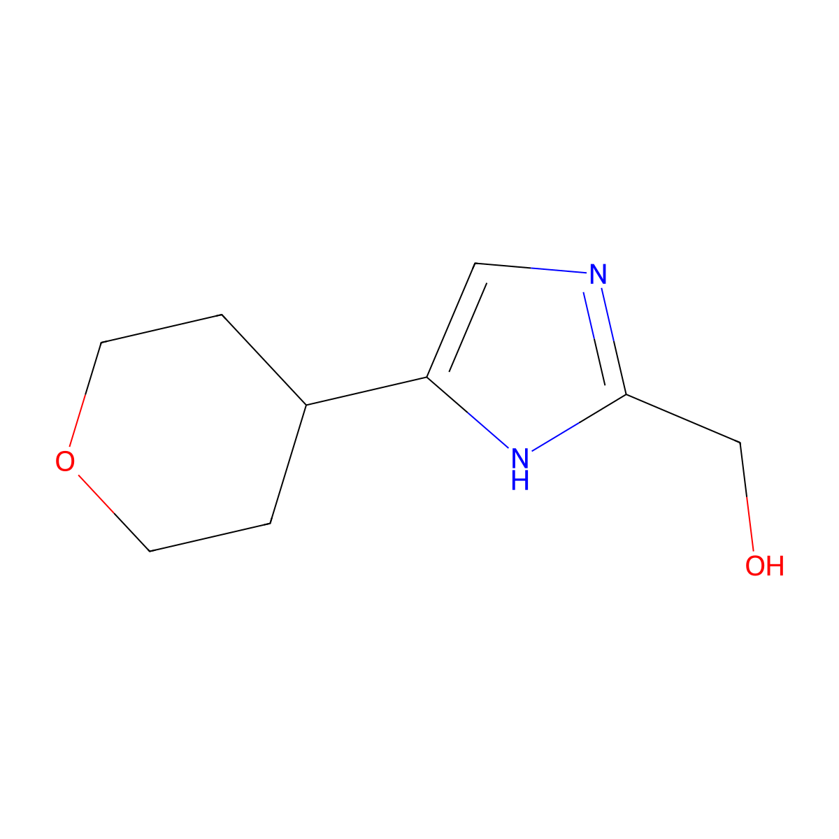 [5-(oxan-4-yl)-1H-imidazol-2-yl]methanol molecular structure, CAS 1893531-54-8