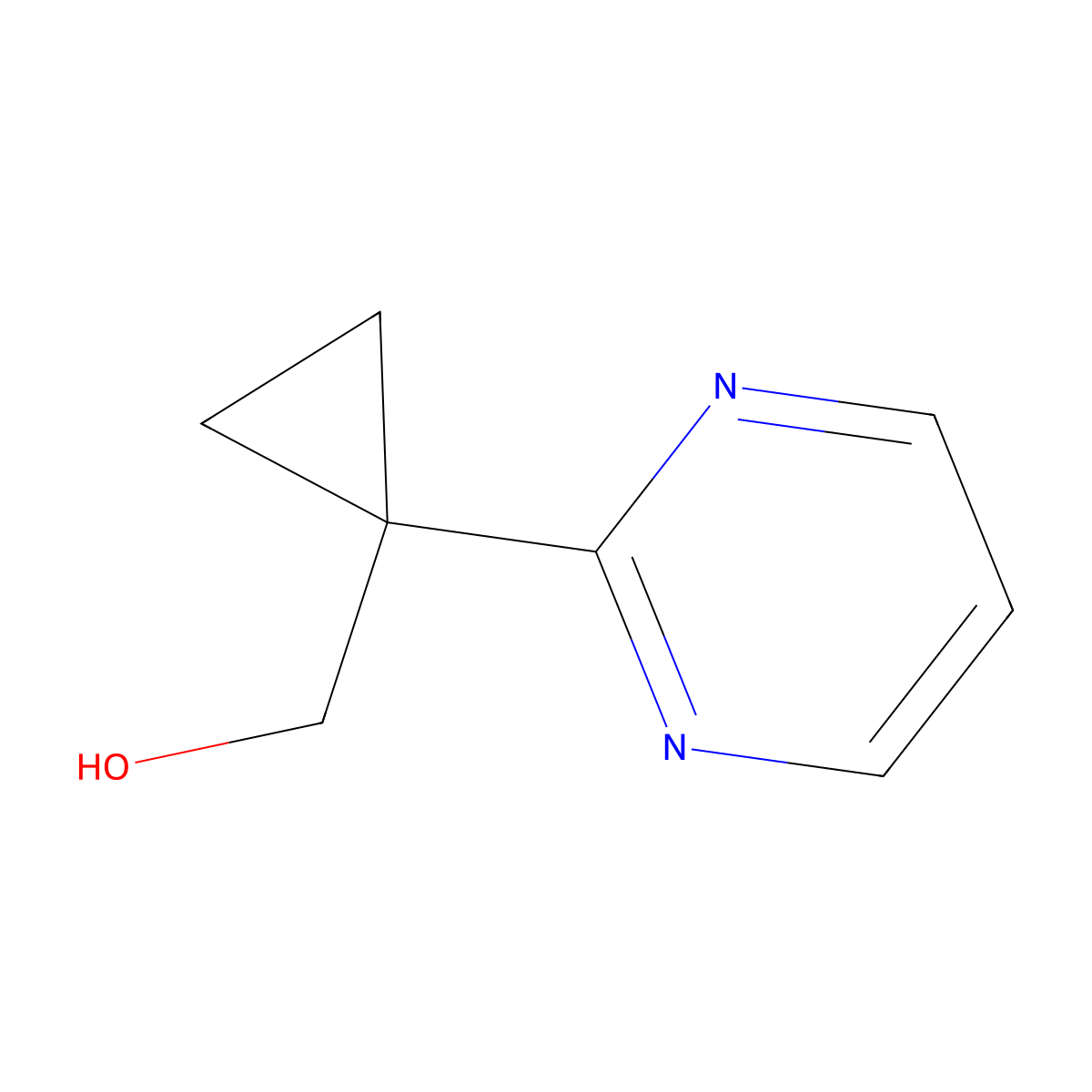 (1-(Pyrimidin-2-yl)cyclopropyl)methanol molecular structure, CAS 1893587-48-8