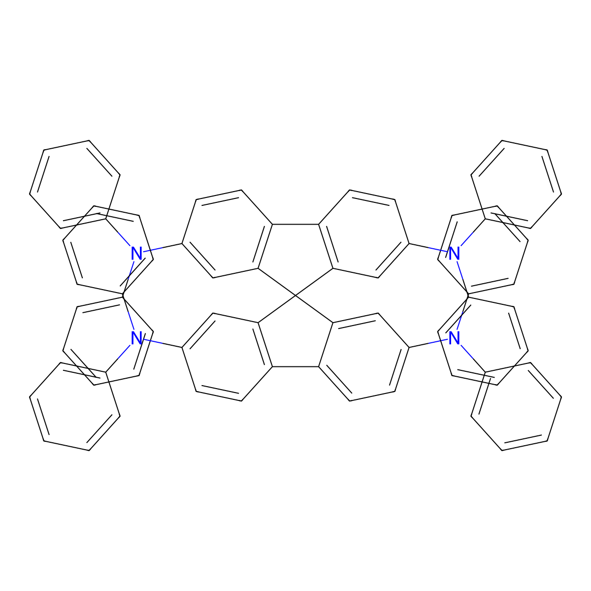 N~2~,N~2~,N~2'~,N~2'~,N~7~,N~7~,N~7'~,N~7'~-Octaphenyl-9,9'-spirobi(fluorene)-2,2',7,7'-tetramine molecular structure, CAS 189363-47-1