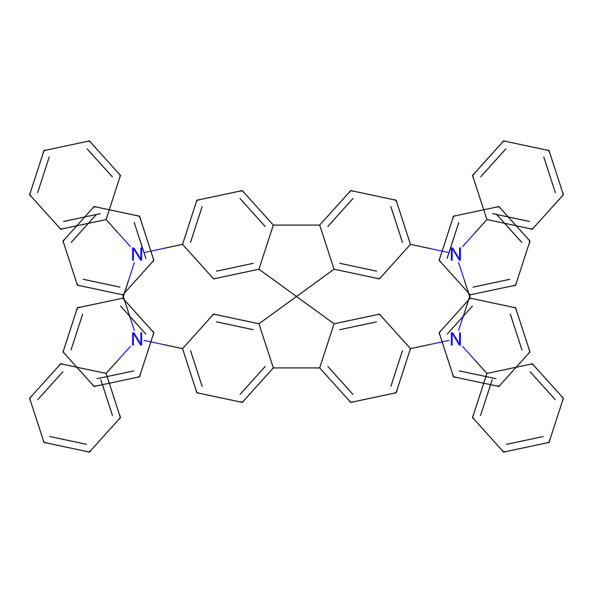 N~2~,N~2~,N~2'~,N~2'~,N~7~,N~7~,N~7'~,N~7'~-Octaphenyl-9,9'-spirobi(fluorene)-2,2',7,7'-tetramine molecular structure, CAS 189363-47-1