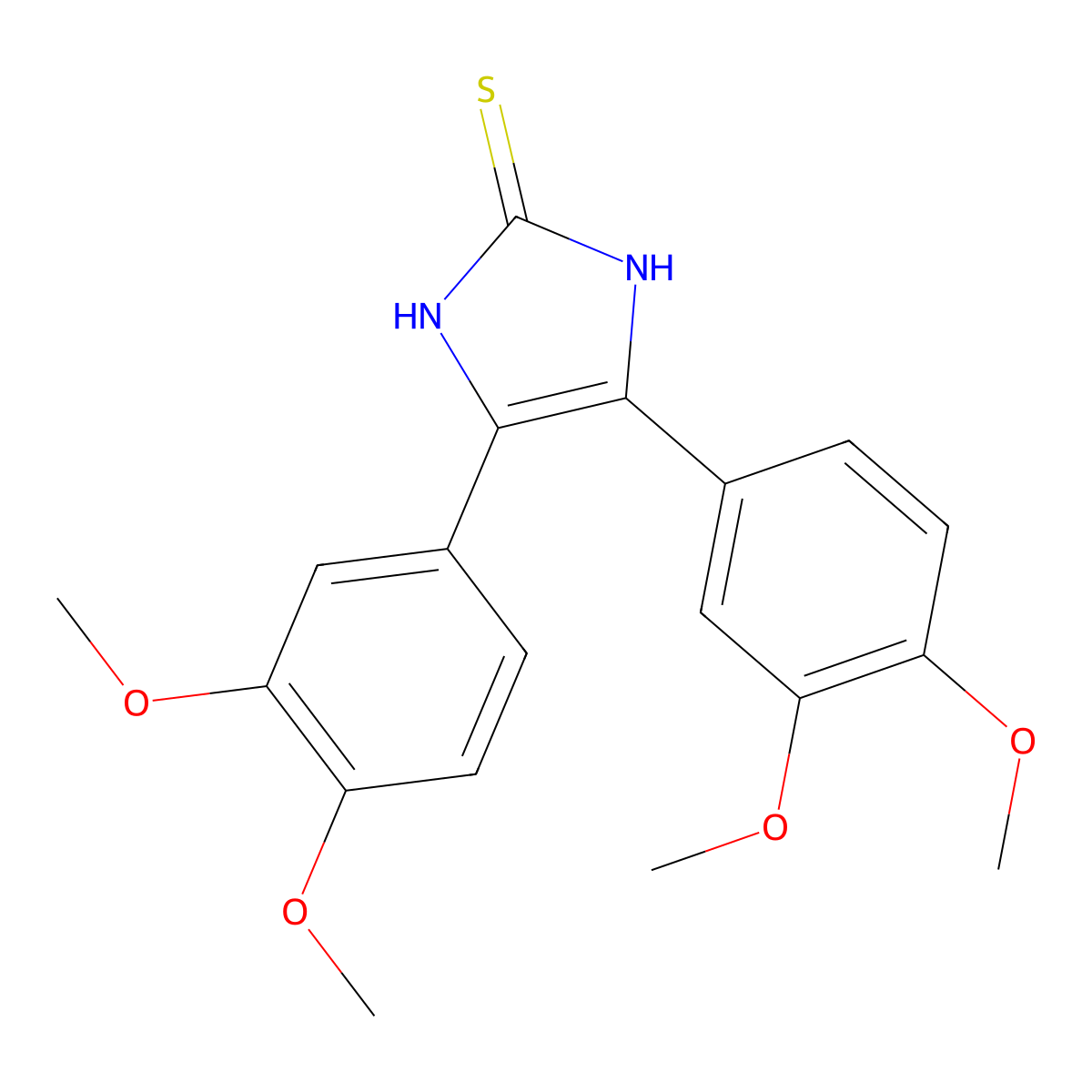 4,5-bis(3,4-dimethoxyphenyl)-1,3-dihydro-2H-imidazole-2-thione molecular structure, CAS 189364-26-9