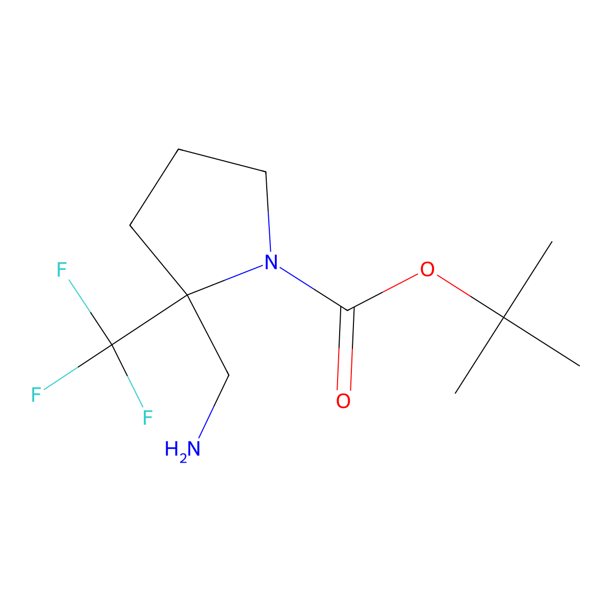 Tert-butyl 2-(aminomethyl)-2-(trifluoromethyl)pyrrolidine-1-carboxylate molecular structure, CAS 1893669-47-0