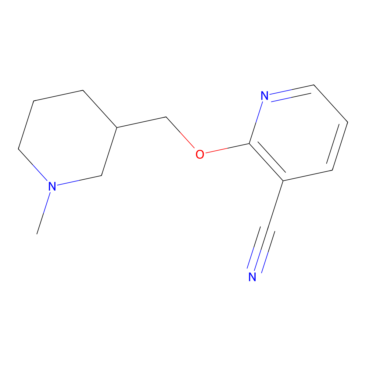 2-[(1-Methylpiperidin-3-yl)methoxy]pyridine-3-carbonitrile molecular structure, CAS 1893677-69-4