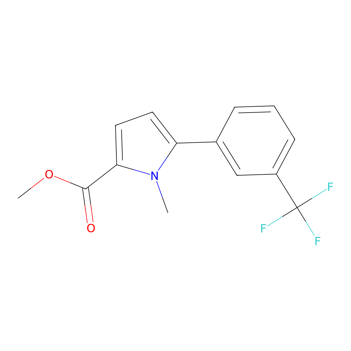 Methyl 1-methyl-5-(3-(trifluoromethyl)phenyl)-1H-pyrrole-2-carboxylate molecular structure, CAS 1893683-26-5