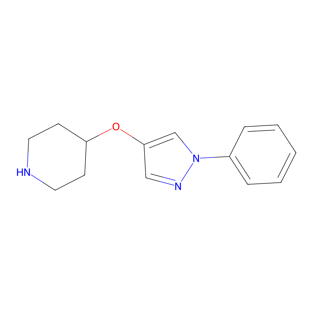 4-[(1-phenyl-1H-pyrazol-4-yl)oxy]piperidine molecular structure, CAS 1893690-01-1
