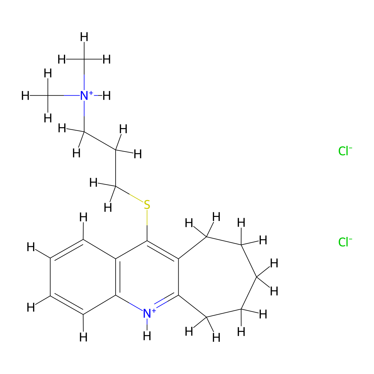 6H-Cyclohepta(b)quinoline, 11-((3-(dimethylamino)propyl)thio)-7,8,9,10-tetrahydro-, dihydrochloride molecular structure, CAS 18937-25-2