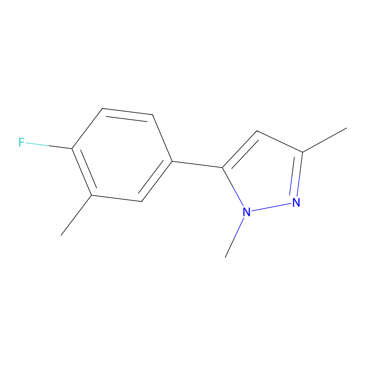 5-(4-Fluoro-3-methylphenyl)-1,3-dimethyl-1H-pyrazole molecular structure, CAS 1893702-51-6