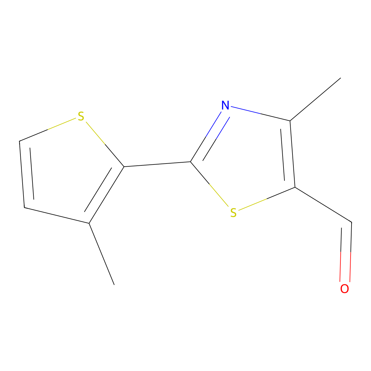4-Methyl-2-(3-methylthiophen-2-yl)thiazole-5-carbaldehyde molecular structure, CAS 1893710-31-0