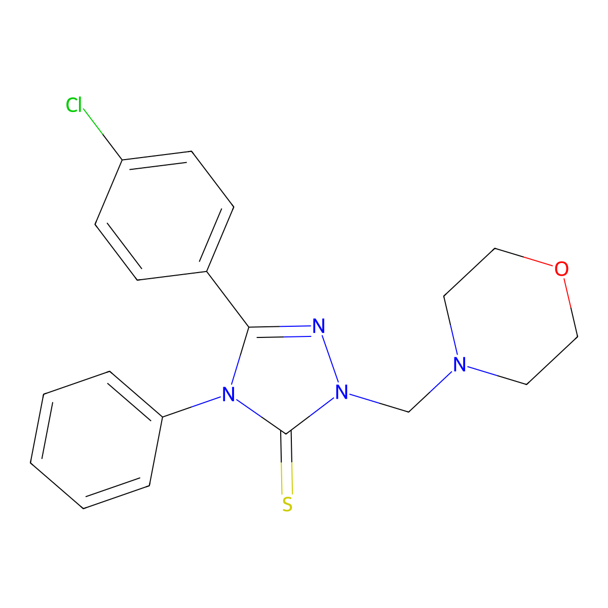 5-(4-Chlorophenyl)-2,4-dihydro-2-(4-morpholinylmethyl)-4-phenyl-3H-1,2,4-triazole-3-thione molecular structure, CAS 189372-26-7