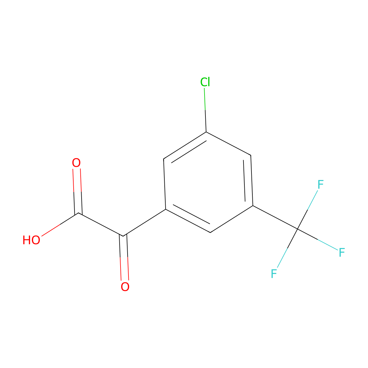 2-[3-Chloro-5-(trifluoromethyl)phenyl]-2-oxoacetic acid molecular structure, CAS 1893743-04-8