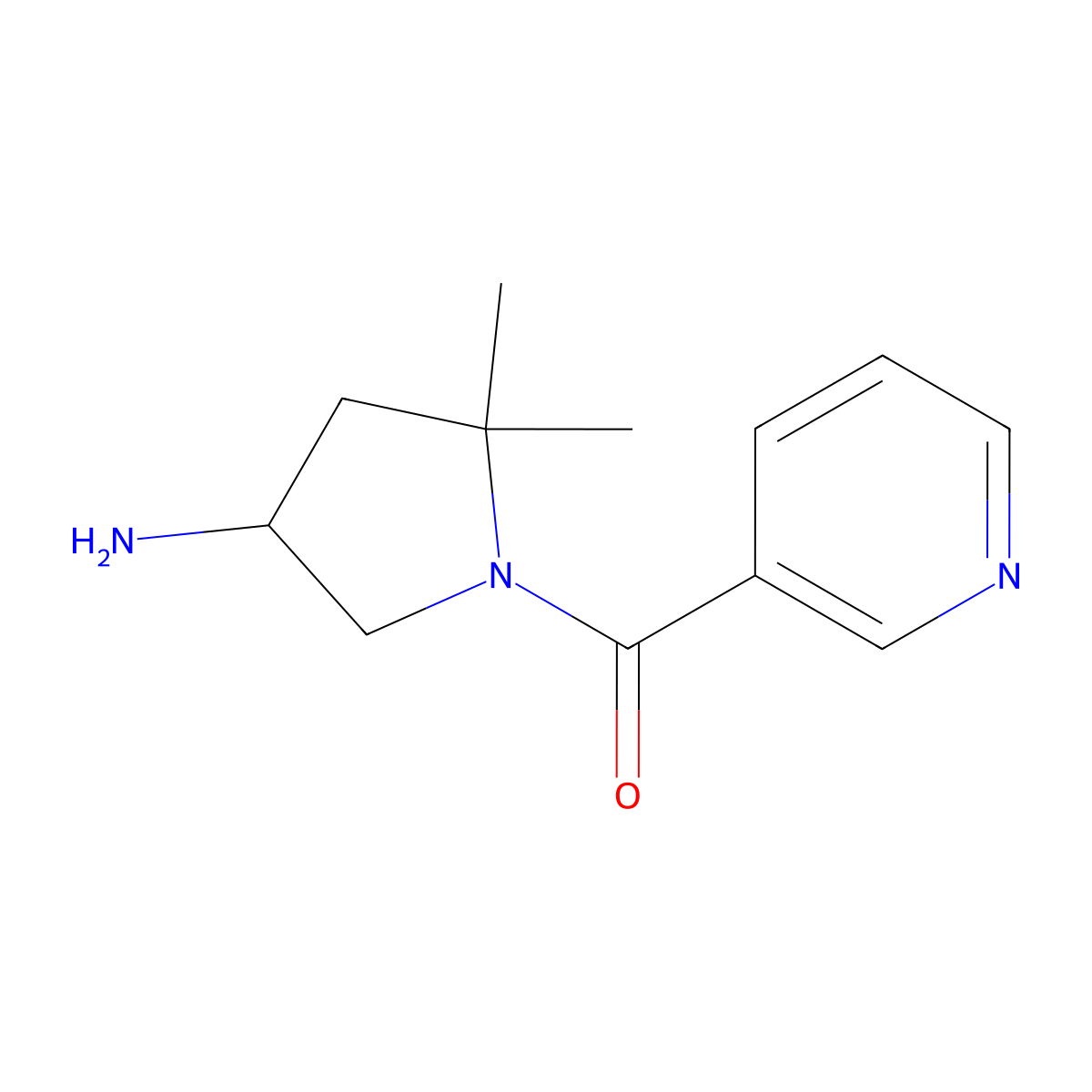 5,5-Dimethyl-1-(pyridine-3-carbonyl)pyrrolidin-3-amine molecular structure, CAS 1893760-26-3