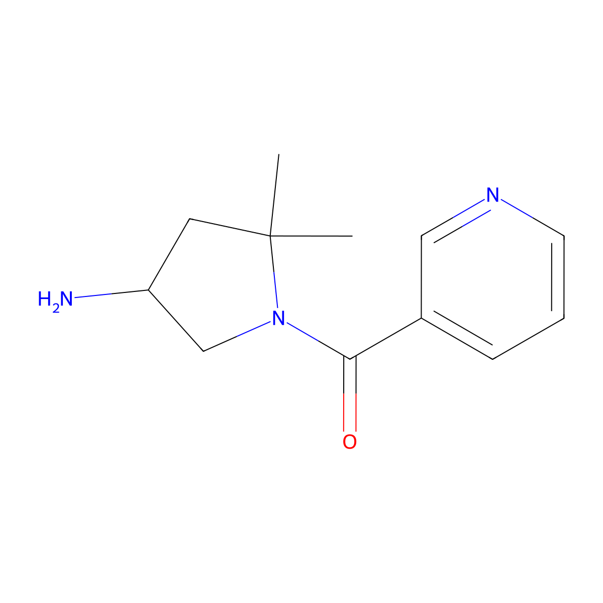 5,5-Dimethyl-1-(pyridine-3-carbonyl)pyrrolidin-3-amine molecular structure, CAS 1893760-26-3