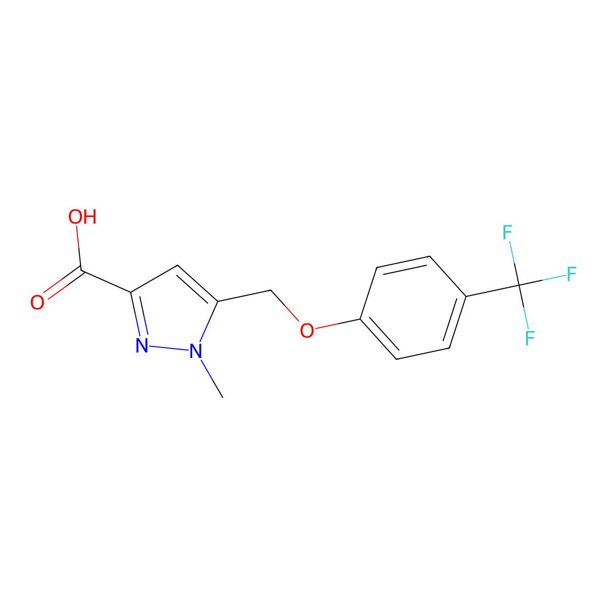 1-Methyl-5-(4-trifluoromethyl-phenoxymethyl)-1H-pyrazole-3-carboxylic acid molecular structure, CAS 1893784-17-2
