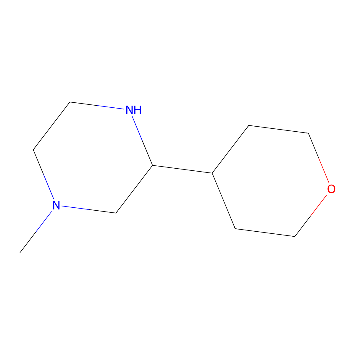 1-methyl-3-(tetrahydro-2H-pyran-4-yl)piperazine molecular structure, CAS 1893829-82-7
