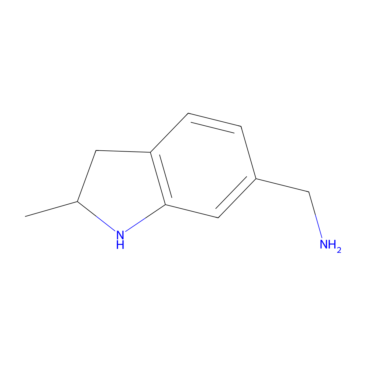 1-(2-methyl-2,3-dihydro-1H-indol-6-yl)methanamine molecular structure, CAS 1893839-49-0