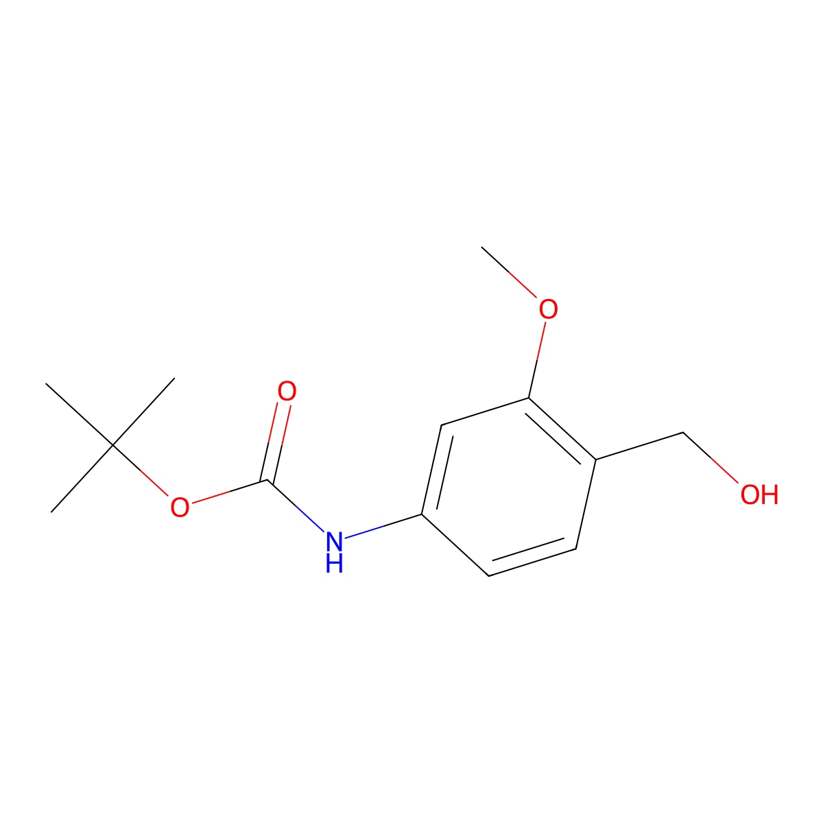 tert-Butyl (4-(hydroxymethyl)-3-methoxyphenyl)carbamate molecular structure, CAS 1893850-77-5
