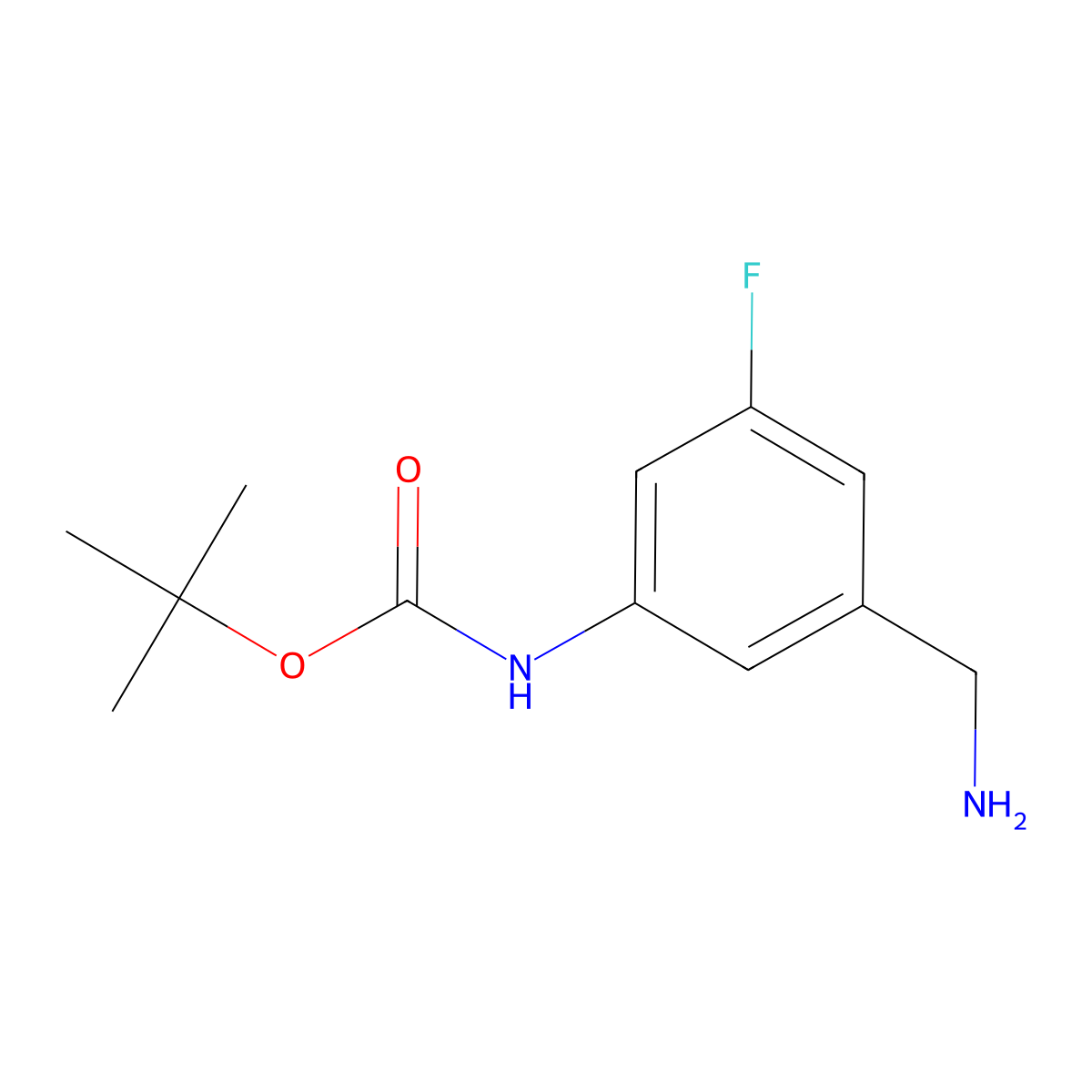 tert-butyl N-[3-(aminomethyl)-5-fluorophenyl]carbamate molecular structure, CAS 1893851-99-4