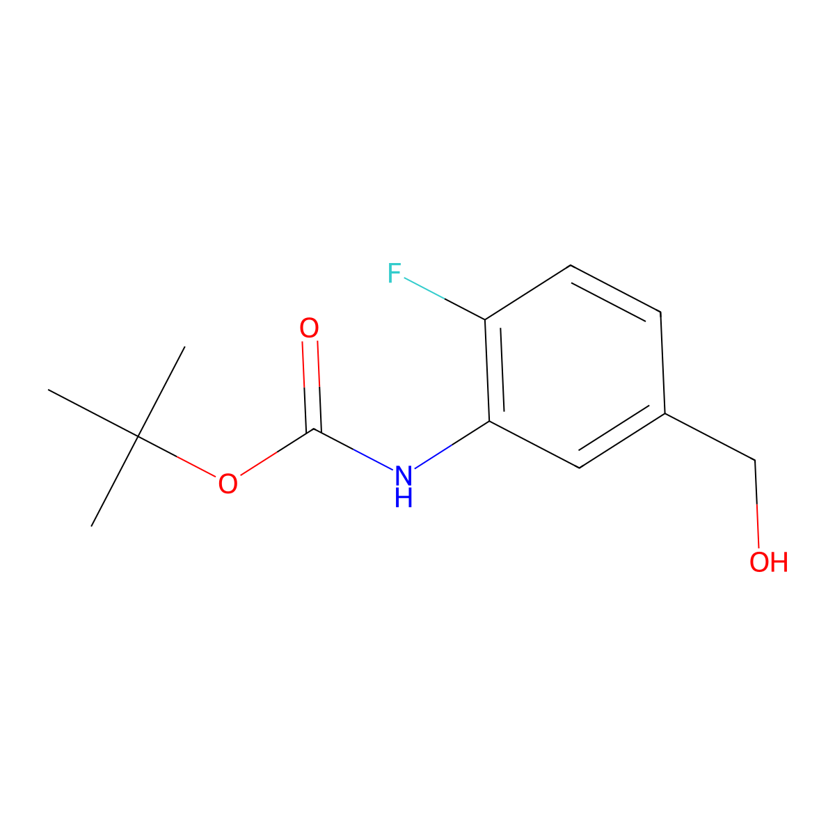 tert-Butyl (2-fluoro-5-(hydroxymethyl)phenyl)carbamate molecular structure, CAS 1893852-11-3