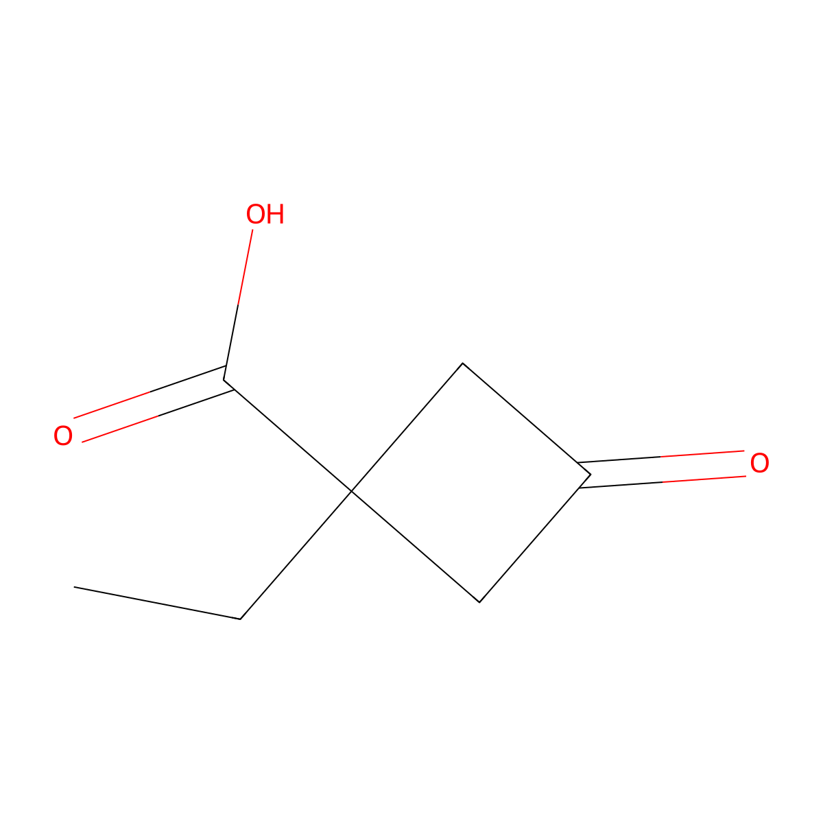 1-Ethyl-3-oxocyclobutane-1-carboxylic acid molecular structure, CAS 1893924-42-9