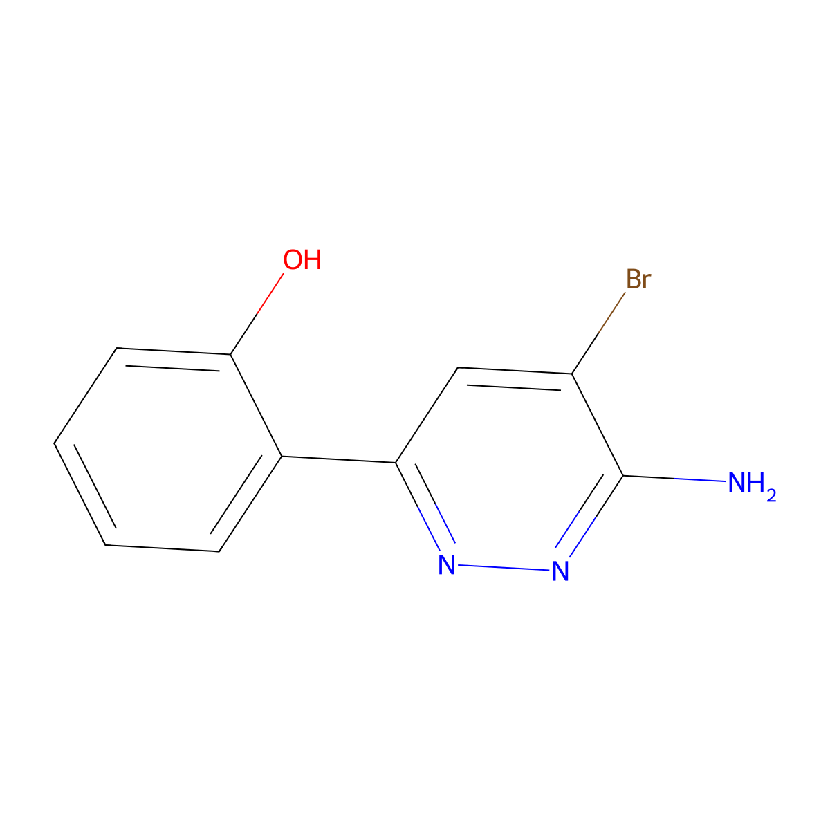 2-(6-Amino-5-bromo-pyridazin-3-yl)phenol molecular structure, CAS 1893977-70-2