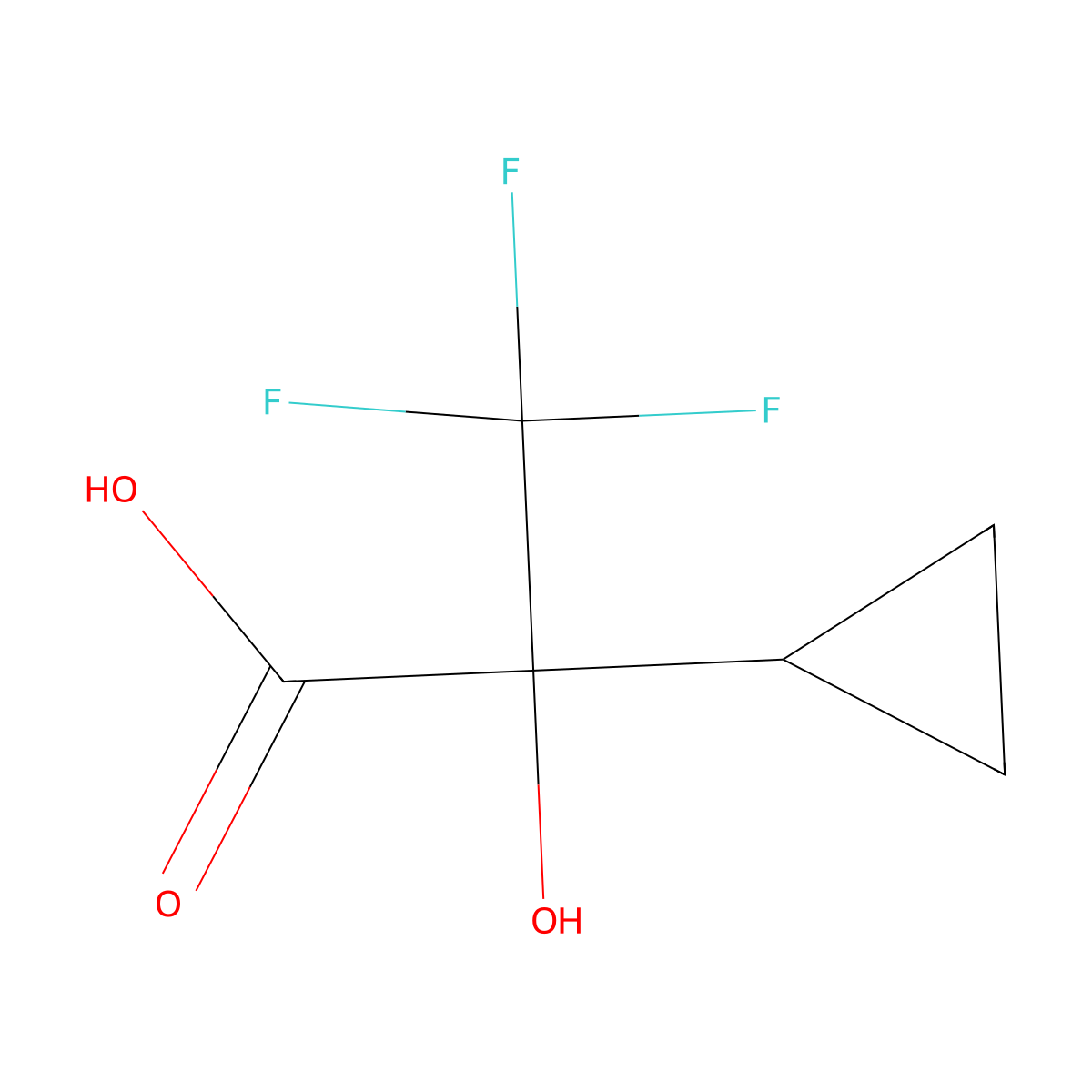 2-Cyclopropyl-3,3,3-trifluoro-2-hydroxypropanoic acid molecular structure, CAS 1893991-91-7