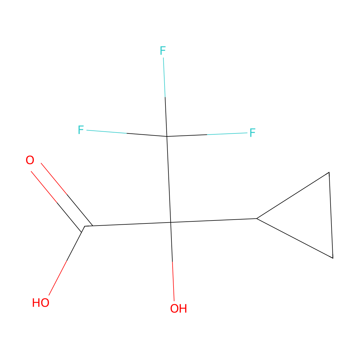 2-Cyclopropyl-3,3,3-trifluoro-2-hydroxypropanoic acid molecular structure, CAS 1893991-91-7