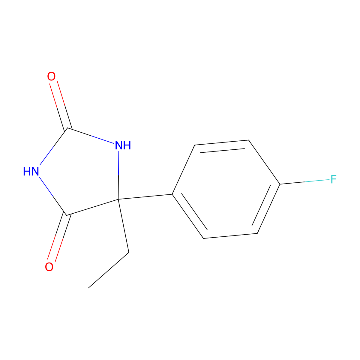 5-Ethyl-5-(4-fluorophenyl)imidazolidine-2,4-dione molecular structure, CAS 1894-57-1