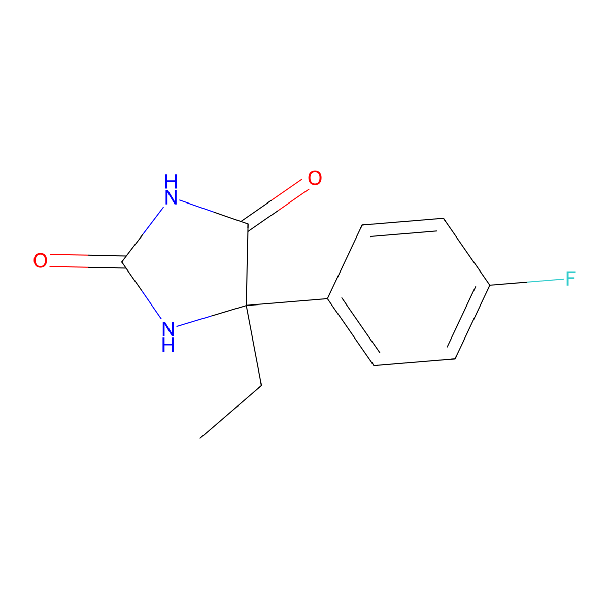 5-Ethyl-5-(4-fluorophenyl)imidazolidine-2,4-dione molecular structure, CAS 1894-57-1