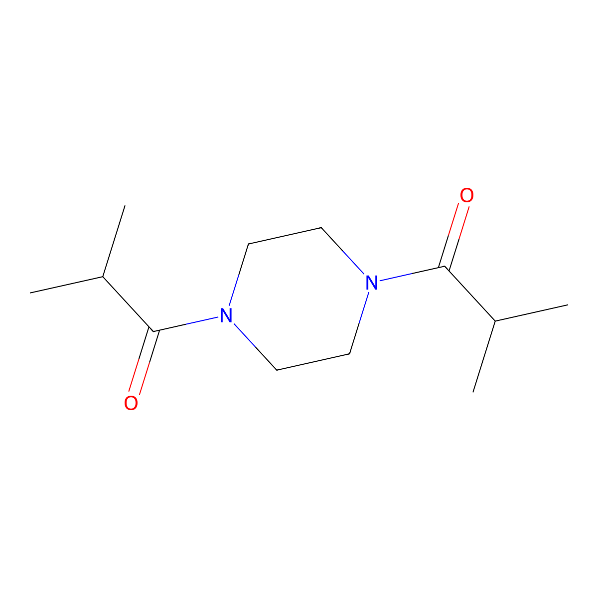 Piperazine, 1,4-diisobutyryl- molecular structure, CAS 18940-58-4