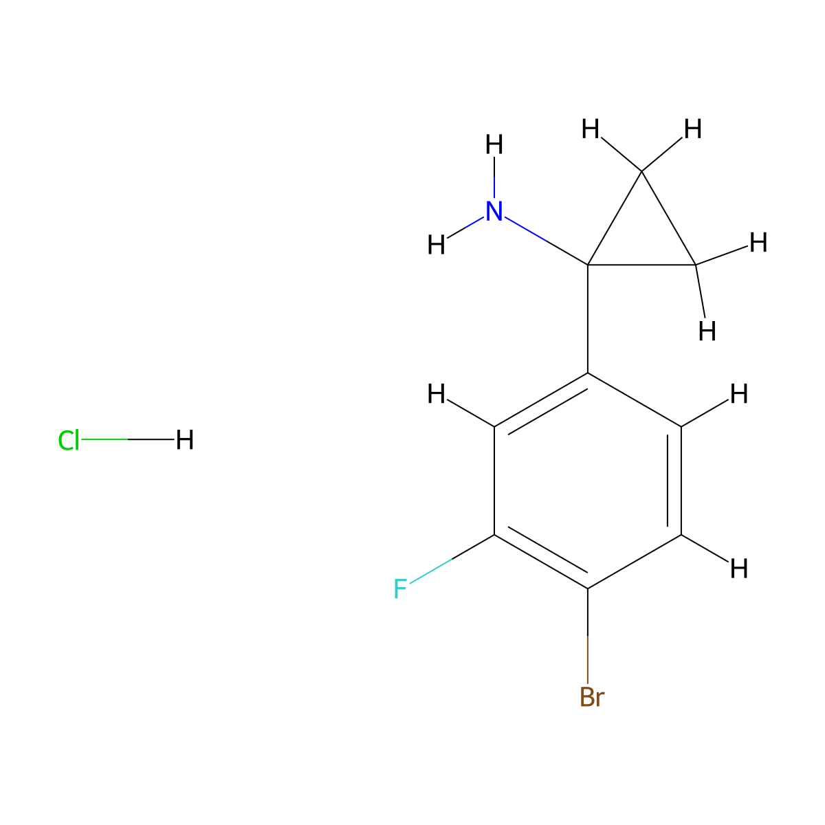 1-(4-Bromo-3-fluorophenyl)cyclopropan-1-amine hydrochloride molecular structure, CAS 1894020-97-3