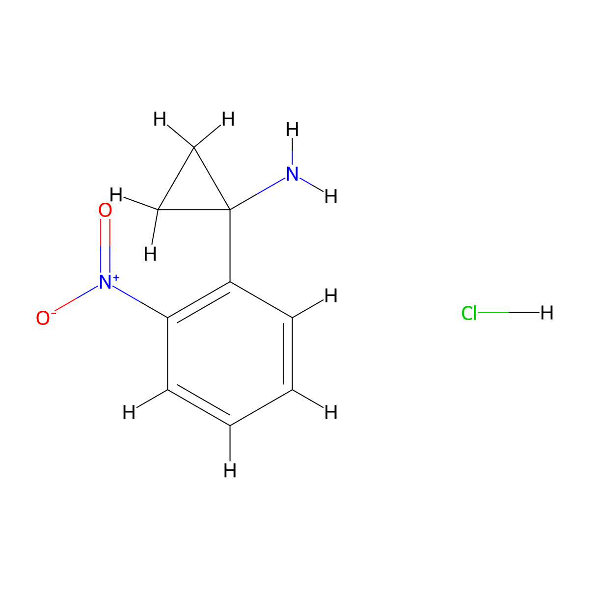 1-(2-Nitrophenyl)cyclopropan-1-amine hydrochloride molecular structure, CAS 1894021-36-3
