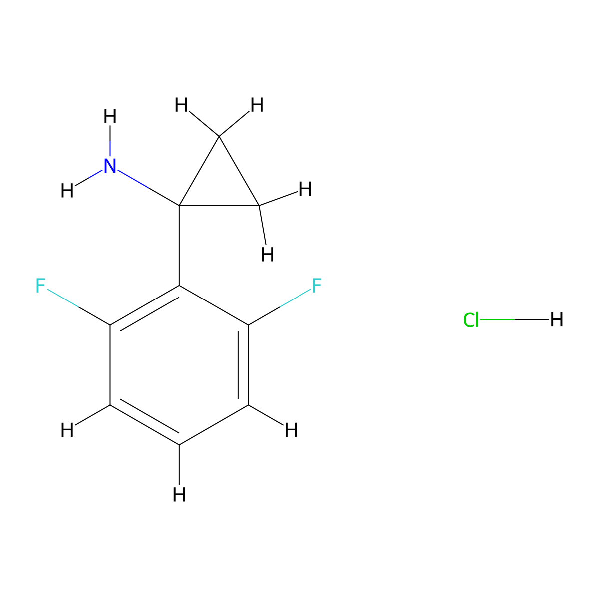1-(2,6-Difluorophenyl)cyclopropanamine hydrochloride molecular structure, CAS 1894026-10-8