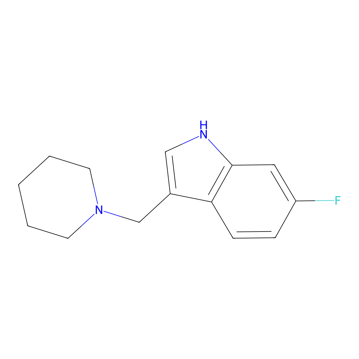 6-Fluoro-3-(piperidin-1-ylmethyl)-1H-indole molecular structure, CAS 1894042-47-7