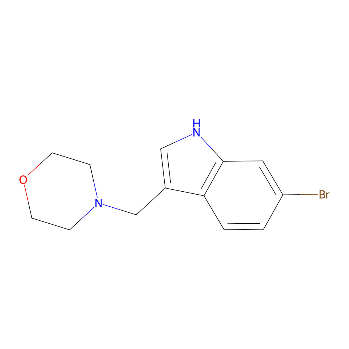 4-((6-Bromo-1H-indol-3-yl)methyl)morpholine molecular structure, CAS 1894042-60-4