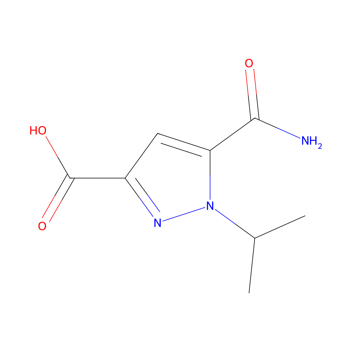 5-(Aminocarbonyl)-1-isopropyl-1H-pyrazole-3-carboxylic acid molecular structure, CAS 1894052-08-4