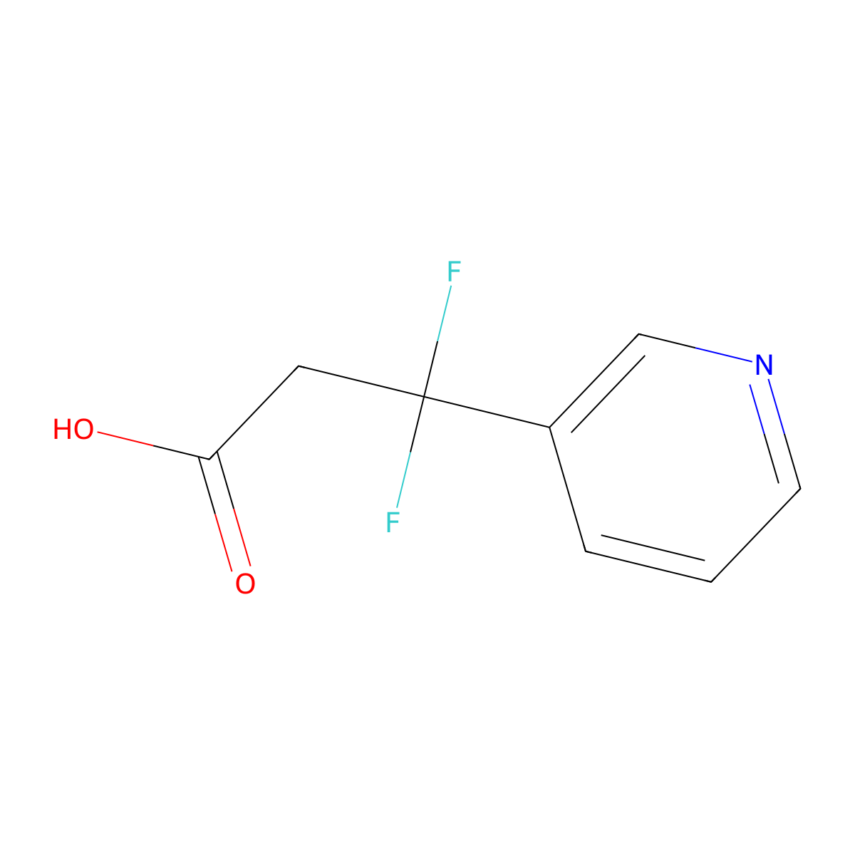 3,3-Difluoro-3-(pyridin-3-yl)propanoic acid molecular structure, CAS 1894074-96-4
