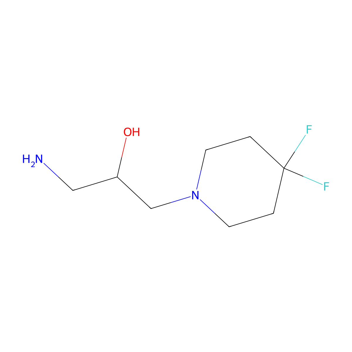 1-Amino-3-(4,4-difluoropiperidin-1-yl)propan-2-ol molecular structure, CAS 1894083-81-8