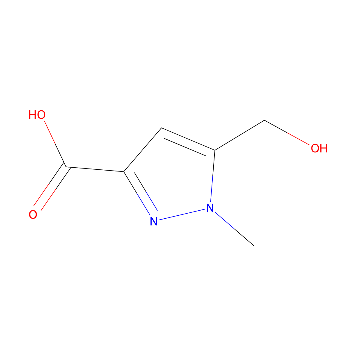 5-(hydroxymethyl)-1-methyl-1H-pyrazole-3-carboxylic acid molecular structure, CAS 1894106-49-0
