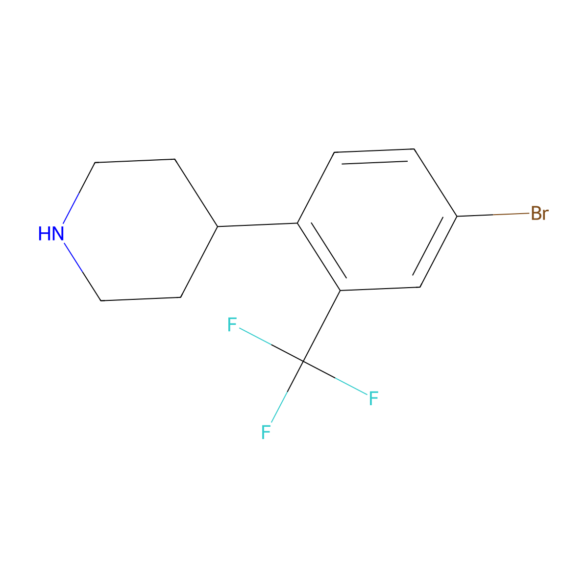 4-(4-Bromo-2-(trifluoromethyl)phenyl)piperidine molecular structure, CAS 1894112-67-4