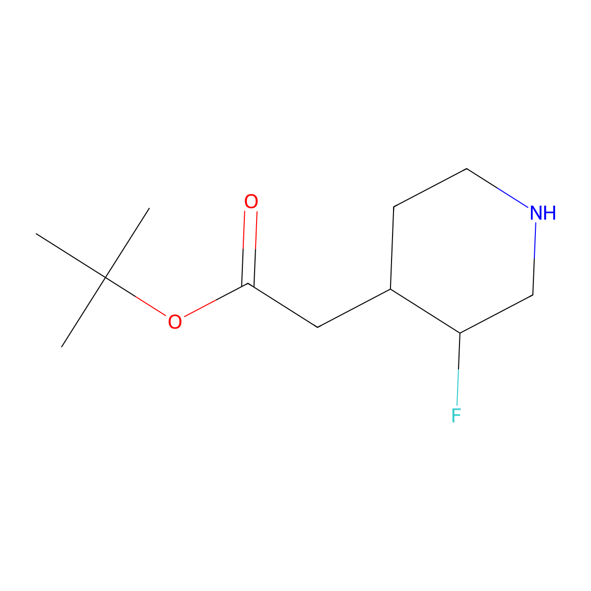 Tert-butyl 2-(3-fluoropiperidin-4-yl)acetate molecular structure, CAS 1894126-17-0