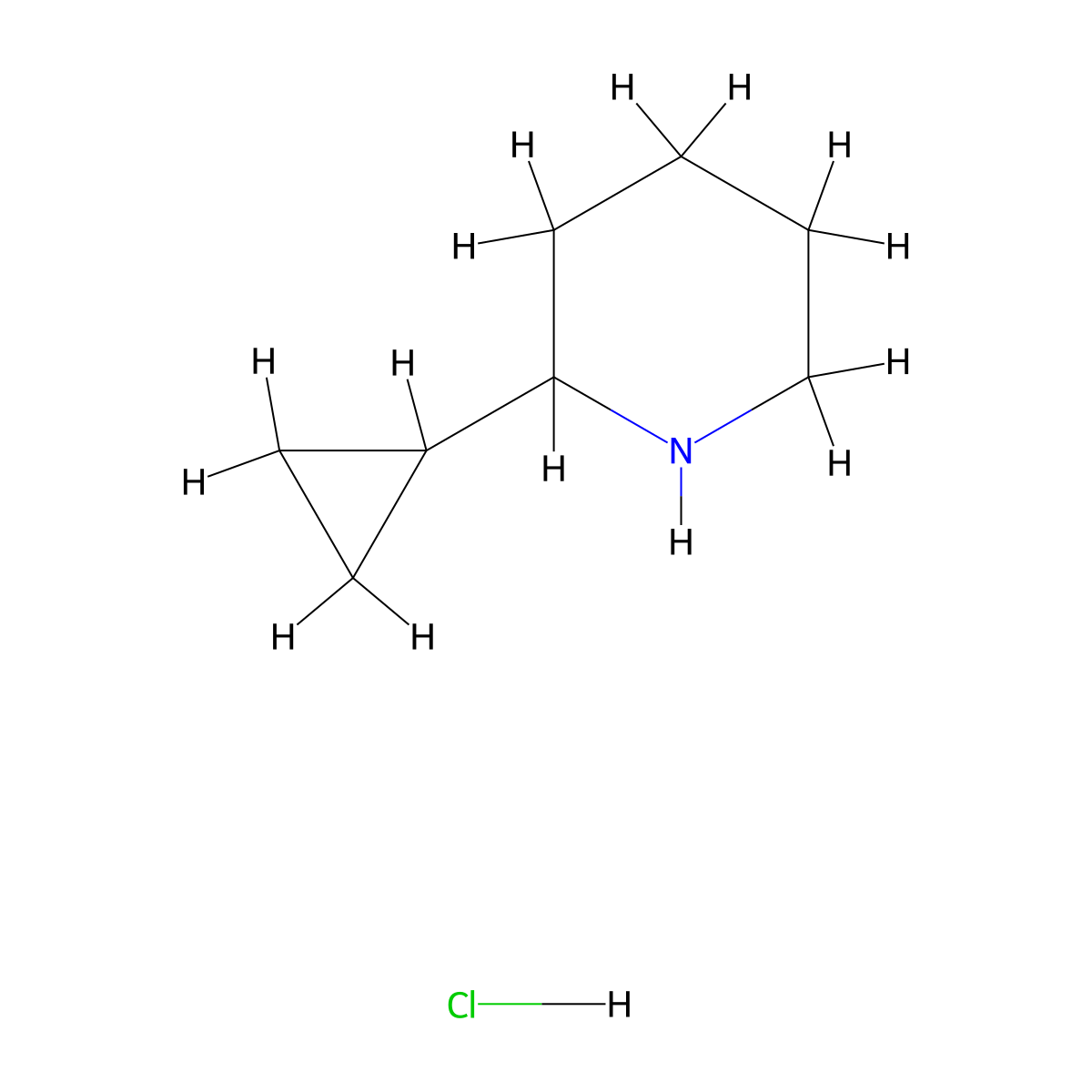 2-Cyclopropylpiperidine hydrochloride molecular structure, CAS 1894128-11-0