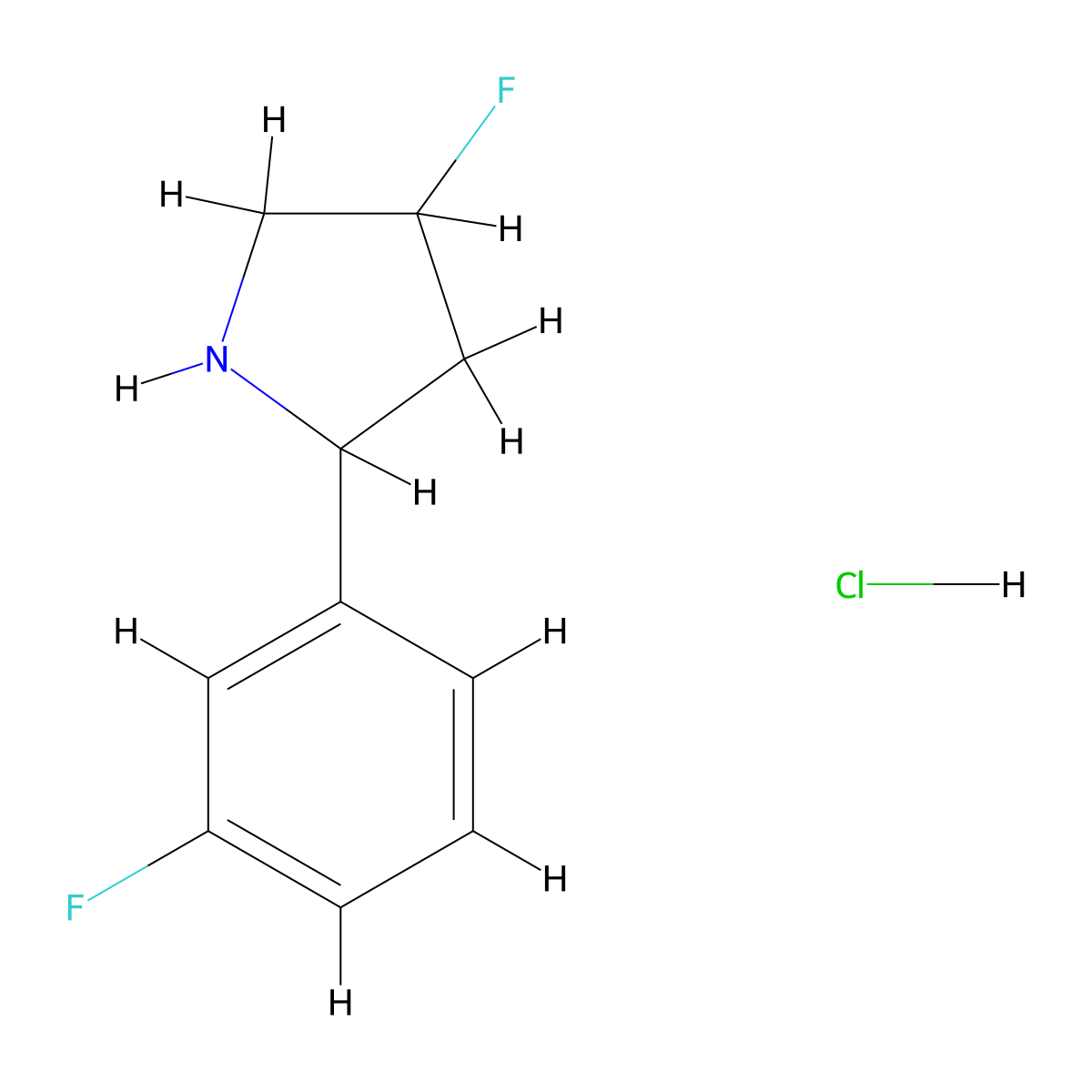 4-Fluoro-2-(3-fluorophenyl)pyrrolidine hydrochloride molecular structure, CAS 1894131-31-7