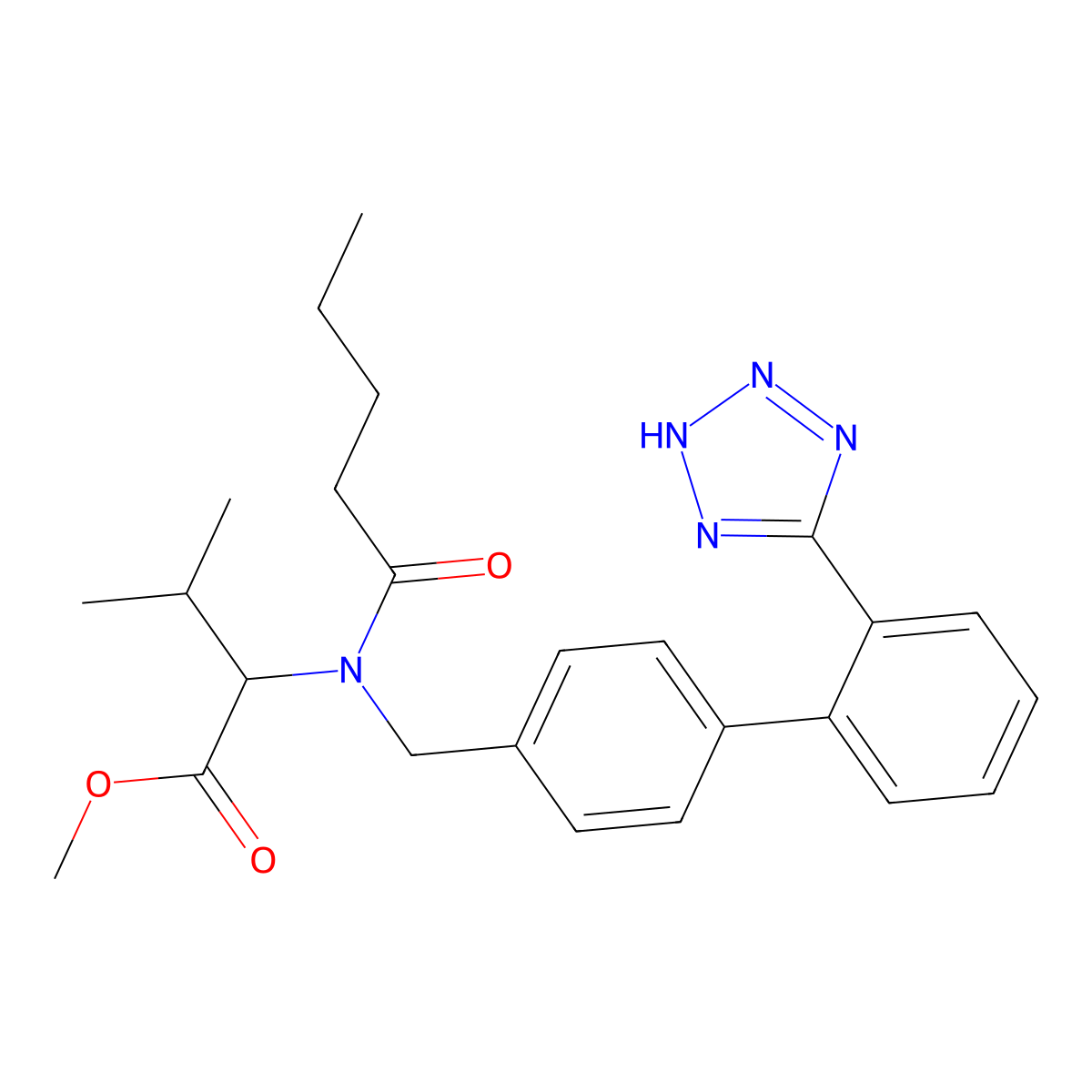 N-[2'-(1H-tetrazol-5-yl)biphenyl-4-yl methyl]-N-Valeryl-(L)-Valine methyl ester molecular structure, CAS 1894176-40-9