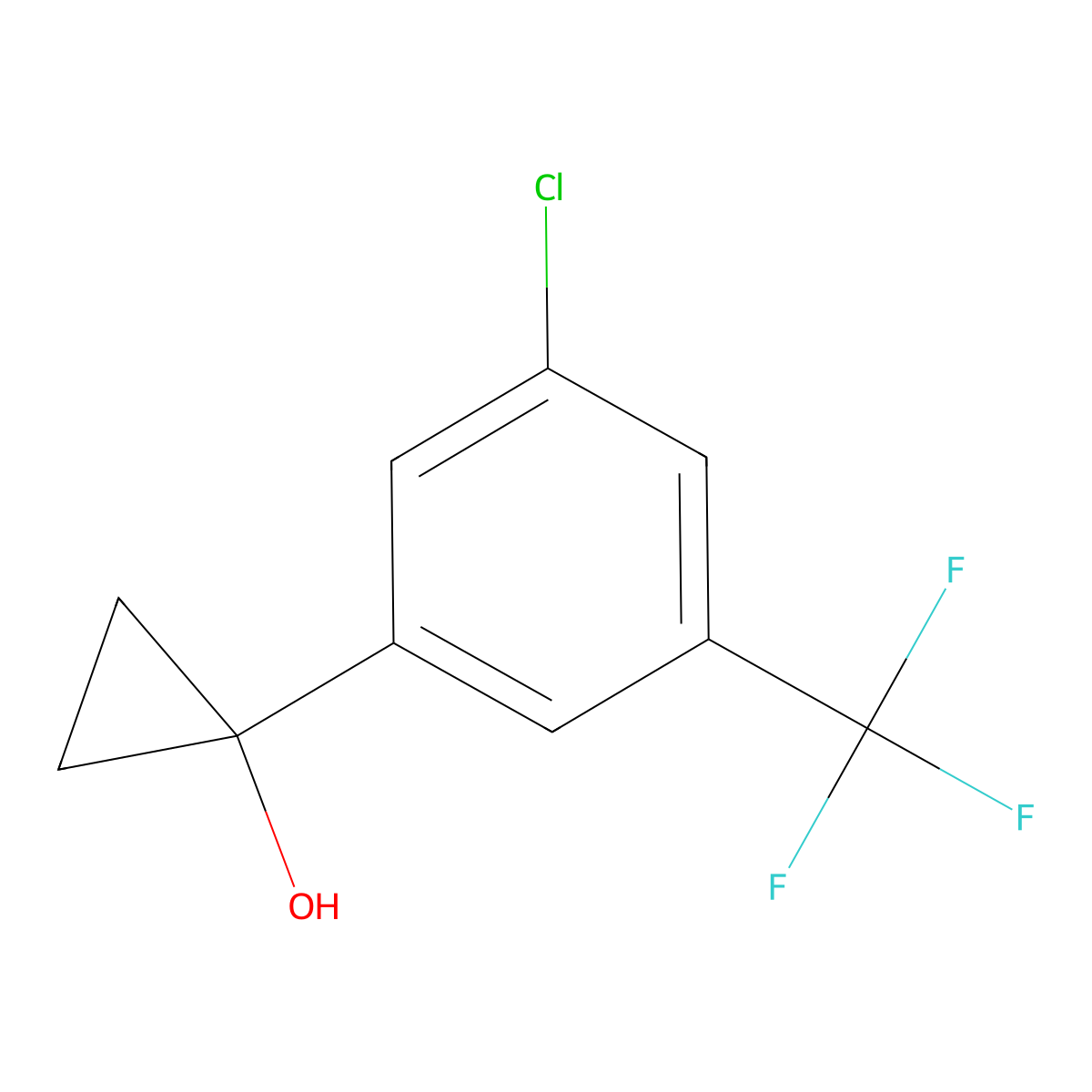 1-[3-Chloro-5-(trifluoromethyl)phenyl]cyclopropan-1-ol molecular structure, CAS 1894189-99-1