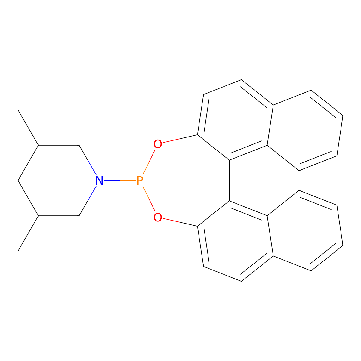 1-((11bR)-Dinaphtho[2,1-d:1',2'-f][1,3,2]dioxaphosphepin-4-yl)-3,5-dimethylpiperidine molecular structure, CAS 1894192-03-0