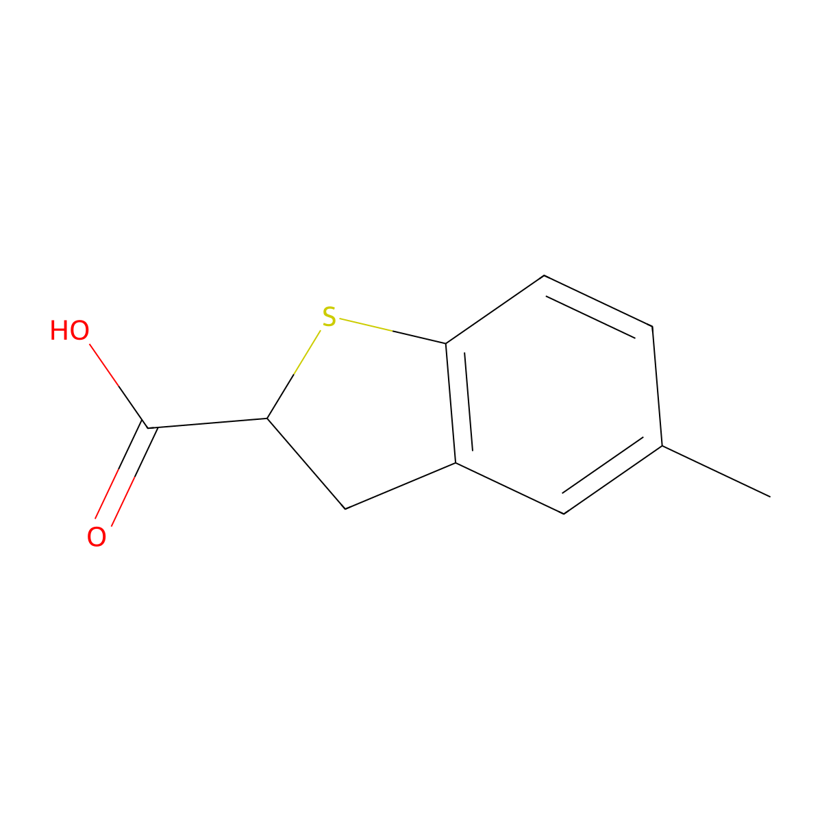 5-Methyl-2,3-dihydro-1-benzothiophene-2-carboxylic acid molecular structure, CAS 1894202-69-7