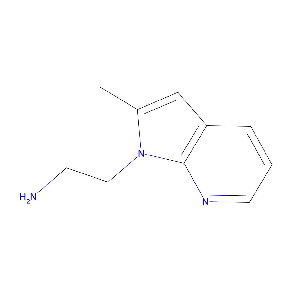 2-{2-methyl-1H-pyrrolo[2,3-b]pyridin-1-yl}ethan-1-amine molecular structure, CAS 1894244-77-9