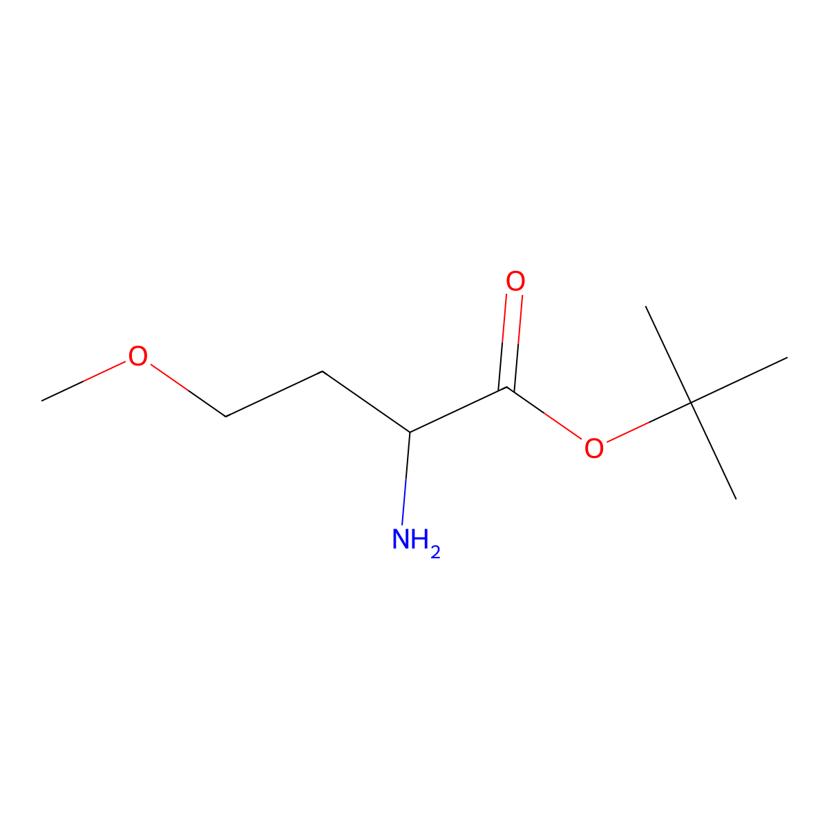 Tert-butyl 2-amino-4-methoxybutanoate molecular structure, CAS 1894245-73-8