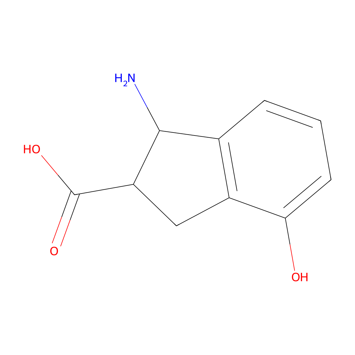 1-amino-4-hydroxy-2,3-dihydro-1H-indene-2-carboxylic acid molecular structure, CAS 1894270-65-5