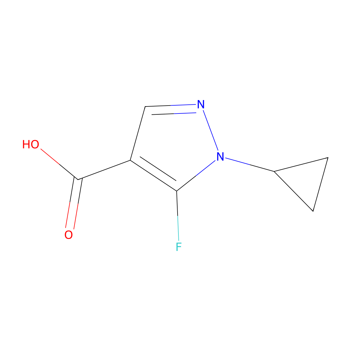 1-cyclopropyl-5-fluoro-1H-pyrazole-4-carboxylic acid molecular structure, CAS 1894273-37-0